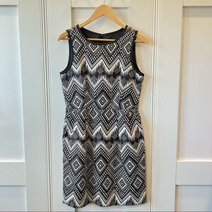 J. Crew Shift Dress Size 4 Sleeveless Grey Aztec Southwest Geometric Pattern